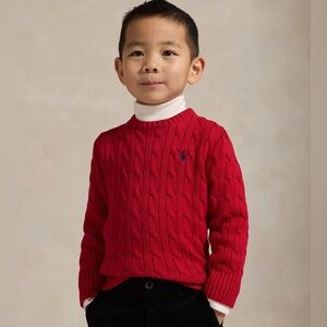 Polo Ralph Lauren Kids Red Cable Knit Sweater